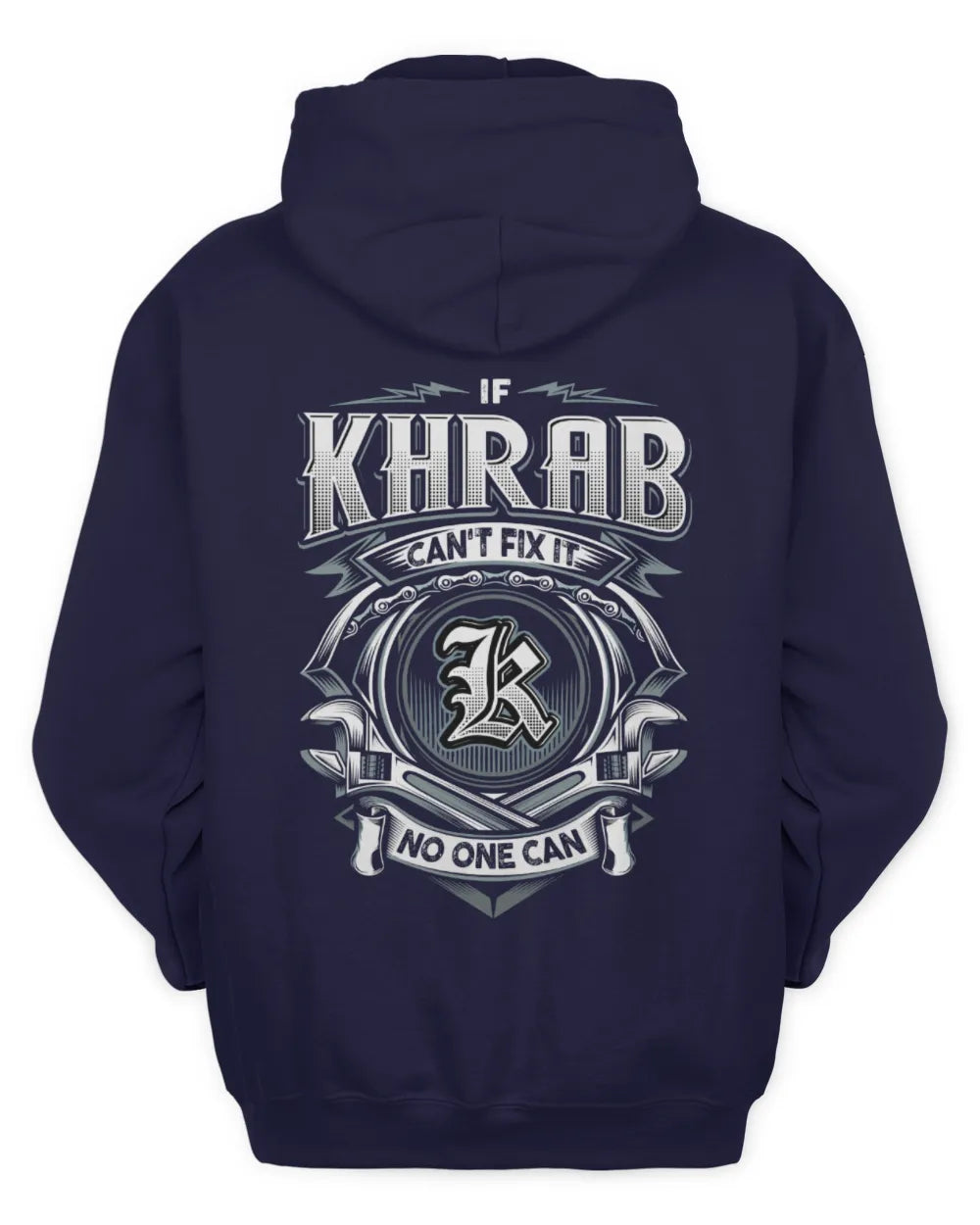 KHRAB AP81-K4-626 - Personalized Ahmed Quote Apparel “If Ahmed Can't Fix It, No One Can” - Unisex Hoodie - Navy
