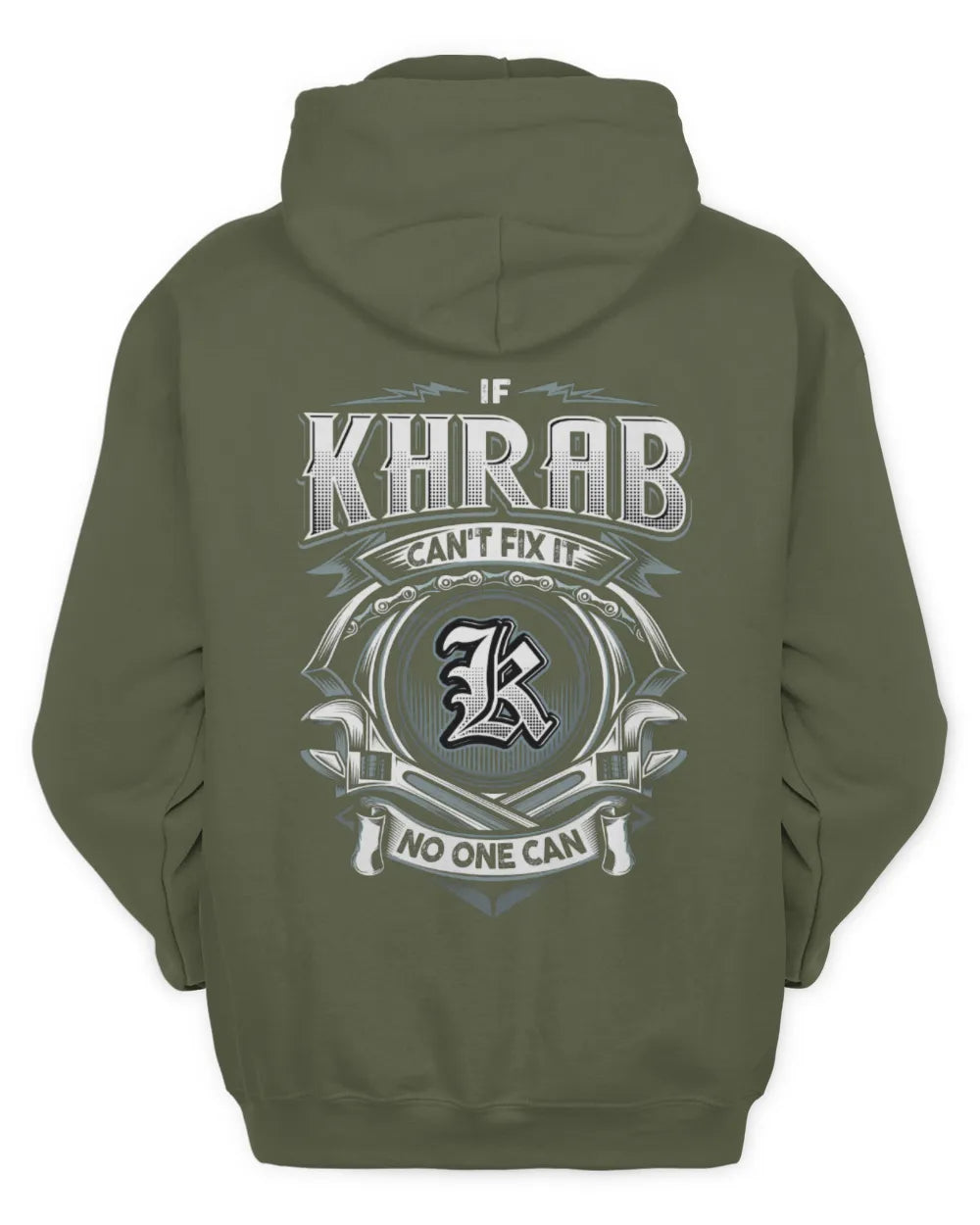 KHRAB AP81-K4-626 - Personalized Ahmed Quote Apparel “If Ahmed Can't Fix It, No One Can” - Unisex Hoodie - Military Green
