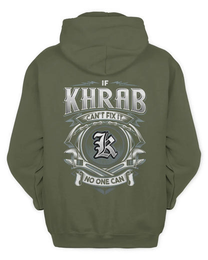 KHRAB AP81-K4-626 - Personalized Ahmed Quote Apparel “If Ahmed Can't Fix It, No One Can” - Unisex Hoodie - Military Green