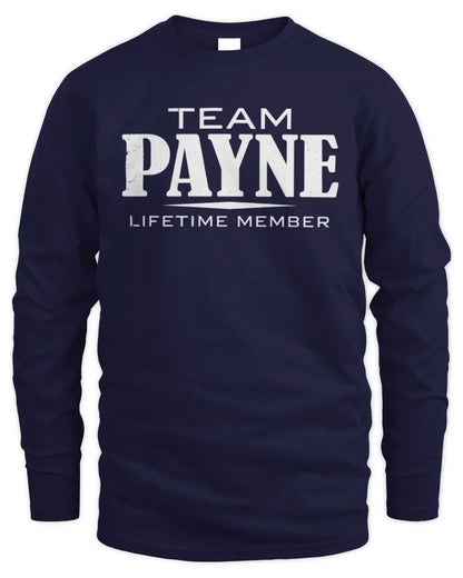 PAYNE BL62-K4-128 - Personalized “Team NAME Lifetime Member” - Men's Long Sleeved T-Shirt - Navy