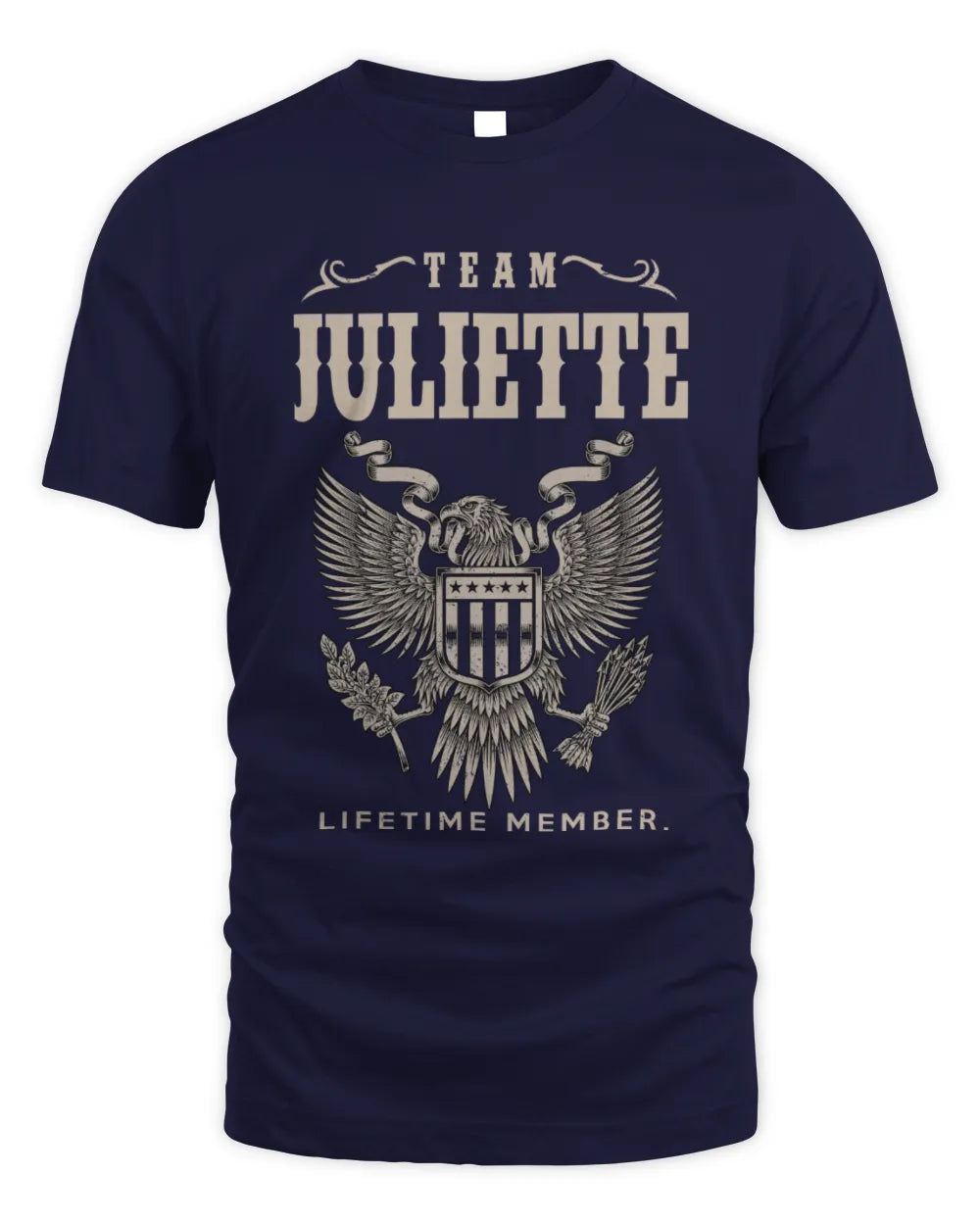 JULIETTE TP06-K82 – Personalized Classic Style Apparel “Team NAME Lifetime Member” - Unisex Standard T-Shirt - Navy