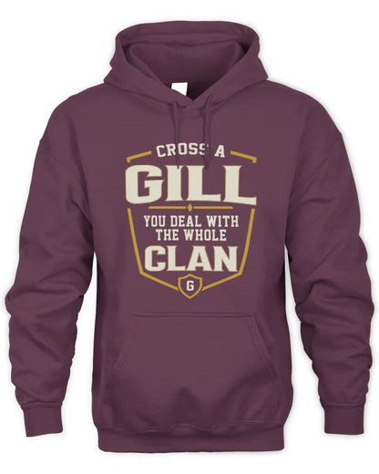 GILL NT1-K008 Cross A/An NAME, You Deal With the Whole Clan | Personalized Vintage T-Shirt - Unisex Hoodie - Maroon
