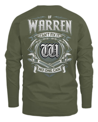 WARREN AP81-K4-626 - Personalized Ahmed Quote Apparel “If Ahmed Can't Fix It, No One Can” - Men's Long Sleeved T-Shirt - Military Green