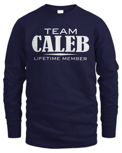 CALEB BL62-K4-128 - Personalized “Team NAME Lifetime Member” - Men's Long Sleeved T-Shirt - Navy