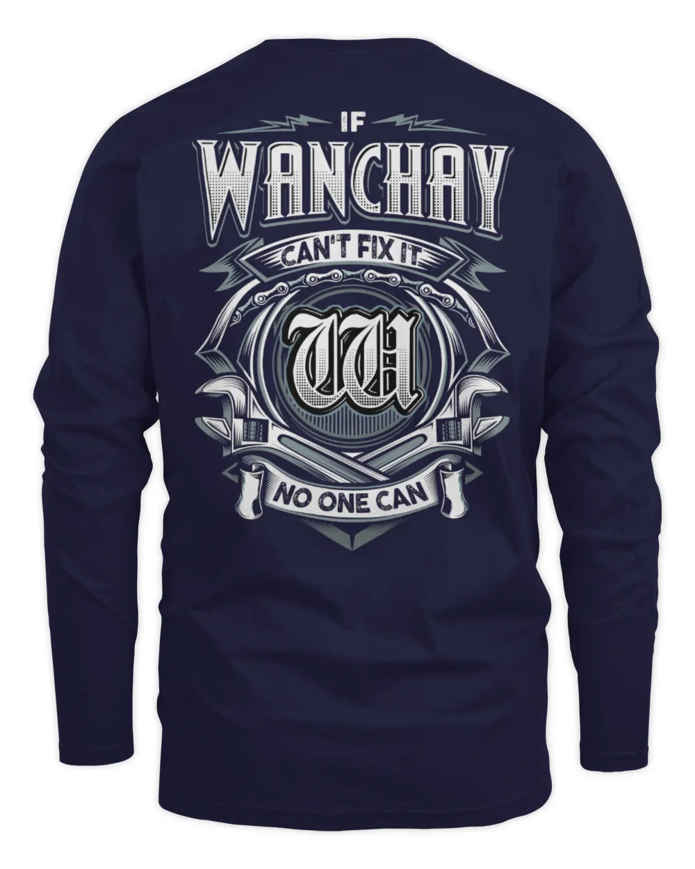 WANCHAY AP81-K4-626 - Personalized Ahmed Quote Apparel “If Ahmed Can't Fix It, No One Can” - Men's Long Sleeved T-Shirt - Navy