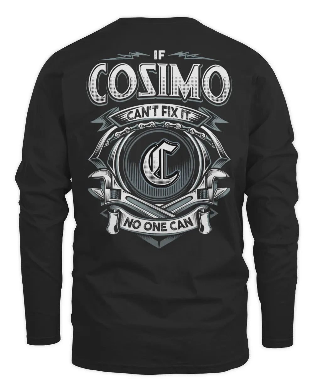 COSIMO AP81-K4-626 - Personalized Ahmed Quote Apparel “If Ahmed Can't Fix It, No One Can” - Men's Long Sleeved T-Shirt - Black