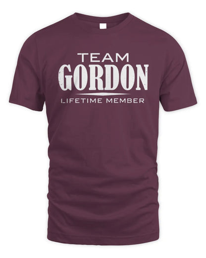 GORDON BL62-K4-128 - Personalized “Team NAME Lifetime Member” - Unisex Standard T-Shirt - Maroon