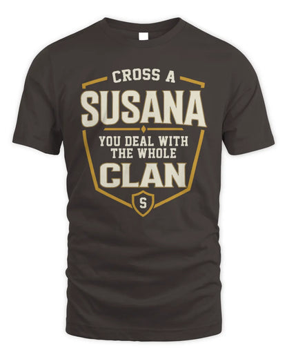 SUSANA NT1-K008 Cross A/An NAME, You Deal With the Whole Clan | Personalized Vintage T-Shirt - Unisex Standard T-Shirt - Dark Chocolate