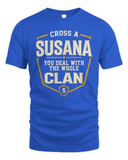 SUSANA NT1-K008 Cross A/An NAME, You Deal With the Whole Clan | Personalized Vintage T-Shirt - Unisex Standard T-Shirt - Royal