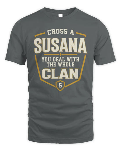 SUSANA NT1-K008 Cross A/An NAME, You Deal With the Whole Clan | Personalized Vintage T-Shirt - Unisex Standard T-Shirt - Charcoal