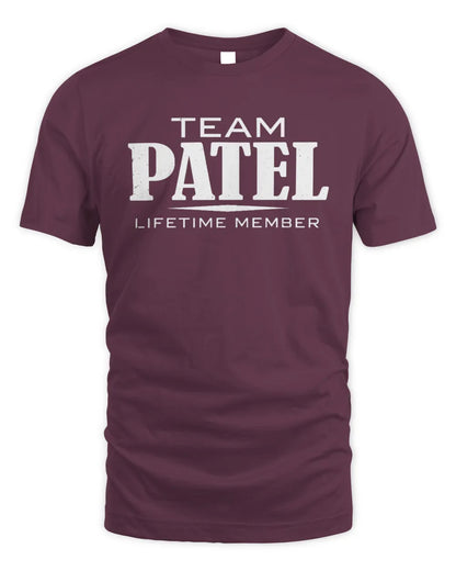 PATEL BL62-K4-128 - Personalized “Team NAME Lifetime Member” - Unisex Standard T-Shirt - Maroon