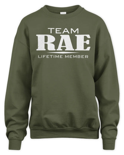 RAE BL62-K4-128 - Personalized “Team NAME Lifetime Member” - Unisex Sweatshirt - Military Green