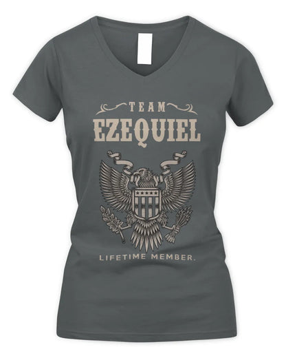 EZEQUIEL TP06-K82 – Personalized Classic Style Apparel “Team NAME Lifetime Member” - Women's V-Neck T-Shirt - Charcoal