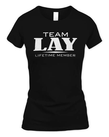 LAY BL62-K4-128 - Personalized “Team NAME Lifetime Member” - Women's Standard T-Shirt - Black