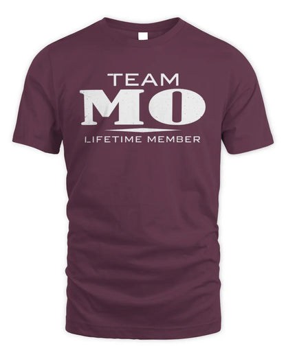 MO BL62-K4-128 - Personalized “Team NAME Lifetime Member” - Unisex Standard T-Shirt - Maroon