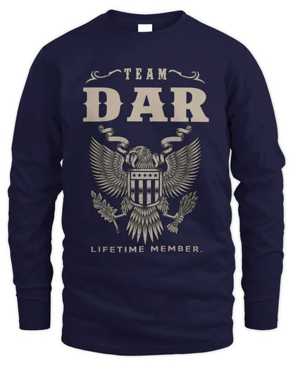 DAR TP06-K82 – Personalized Classic Style Apparel “Team NAME Lifetime Member” - Men's Long Sleeved T-Shirt - Navy