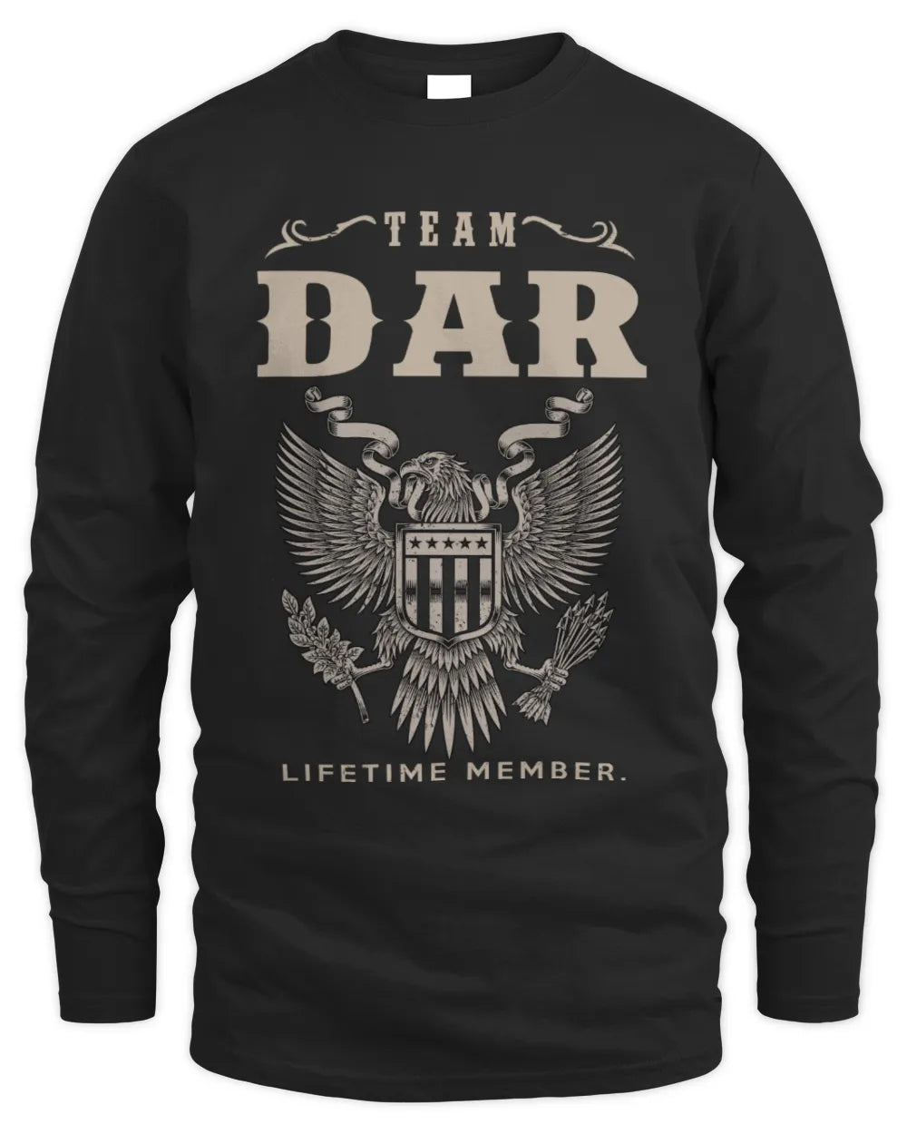 DAR TP06-K82 – Personalized Classic Style Apparel “Team NAME Lifetime Member” - Men's Long Sleeved T-Shirt - Black
