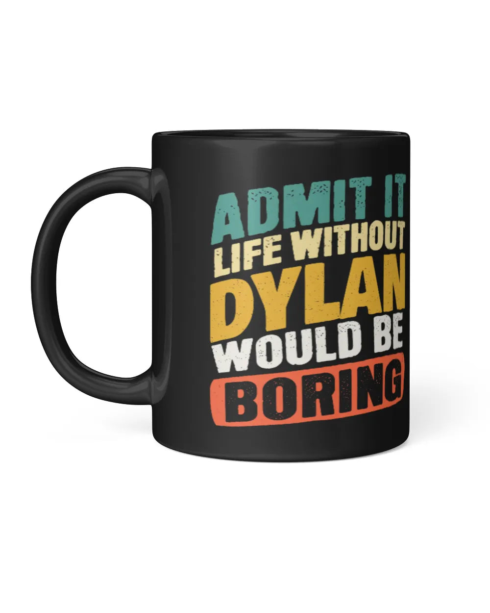 DYLAN CP01-H4 Personalized Black Mug – Custom Name Coffee Cup - Black Mug 11oz - Black