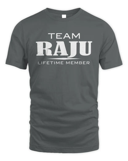 RAJU BL62-K4-128 - Personalized “Team NAME Lifetime Member” - Unisex Standard T-Shirt - Charcoal