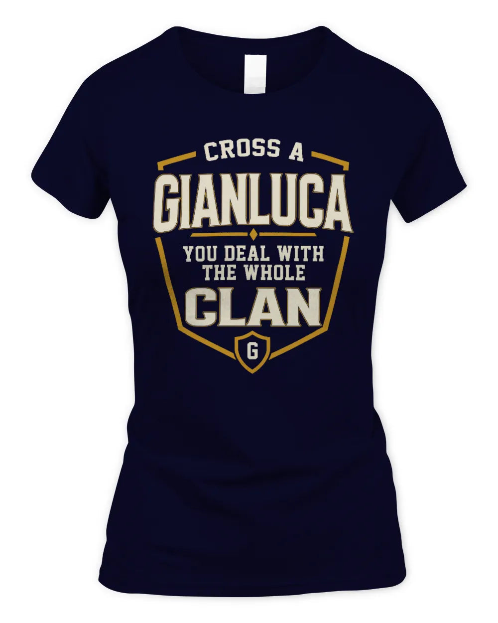 GIANLUCA NT1-K008 Cross A/An NAME, You Deal With the Whole Clan | Personalized Vintage T-Shirt - Women's Standard T-Shirt - Navy