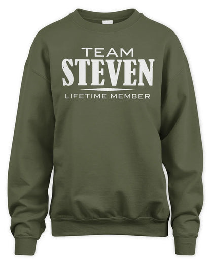 STEVEN BL62-K4-128 - Personalized “Team NAME Lifetime Member” - Unisex Sweatshirt - Military Green