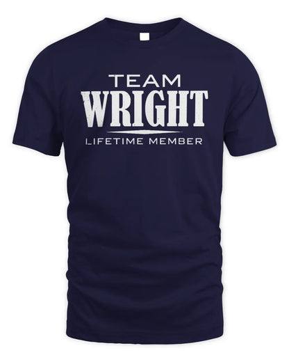 WRIGHT BL62-K4-128 - Personalized “Team NAME Lifetime Member” - Unisex Standard T-Shirt - Navy