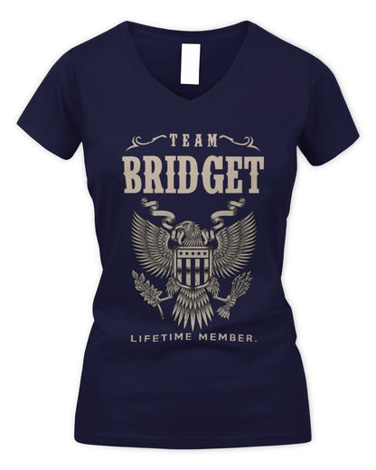 BRIDGET TP06-K82 – Personalized Classic Style Apparel “Team NAME Lifetime Member” - Women's V-Neck T-Shirt - Navy