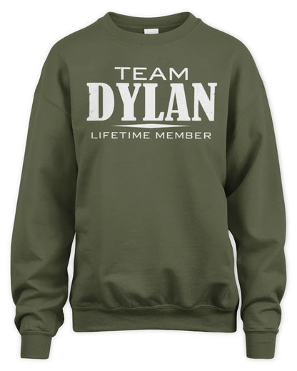 DYLAN BL62-K4-128 - Personalized “Team NAME Lifetime Member” - Unisex Sweatshirt - Military Green