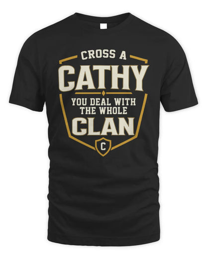 CATHY NT1-K008 Cross A/An NAME, You Deal With the Whole Clan | Personalized Vintage T-Shirt - Unisex Standard T-Shirt - Black