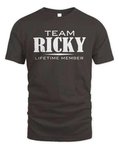 RICKY BL62-K4-128 - Personalized “Team NAME Lifetime Member” - Unisex Standard T-Shirt - Dark Chocolate