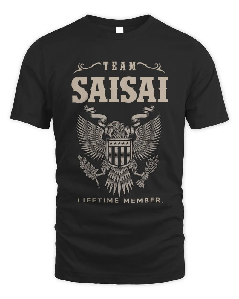 SAISAI TP06-K82 – Personalized Classic Style Apparel “Team NAME Lifetime Member” - Unisex Standard T-Shirt - Black