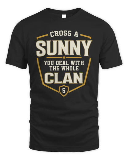 SUNNY NT1-K008 Cross A/An NAME, You Deal With the Whole Clan | Personalized Vintage T-Shirt - Unisex Standard T-Shirt - Black