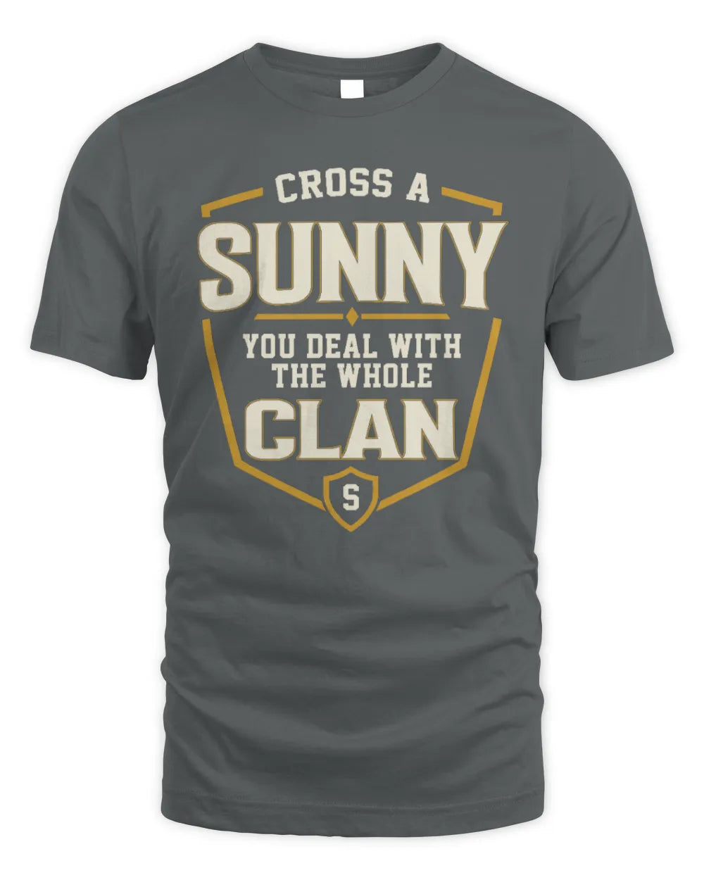 SUNNY NT1-K008 Cross A/An NAME, You Deal With the Whole Clan | Personalized Vintage T-Shirt - Unisex Standard T-Shirt - Charcoal