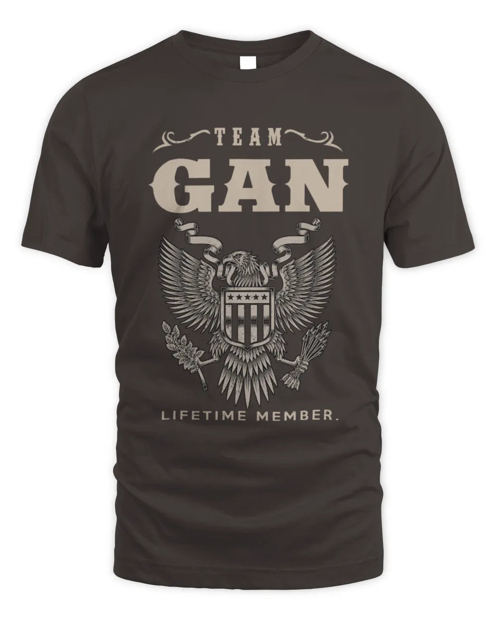 GAN TP06-K82 – Personalized Classic Style Apparel “Team NAME Lifetime Member” - Unisex Standard T-Shirt - Dark Chocolate