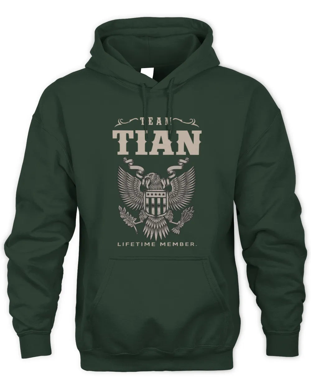 TIAN TP06-K82 – Personalized Classic Style Apparel “Team NAME Lifetime Member” - Unisex Hoodie - Forest Green