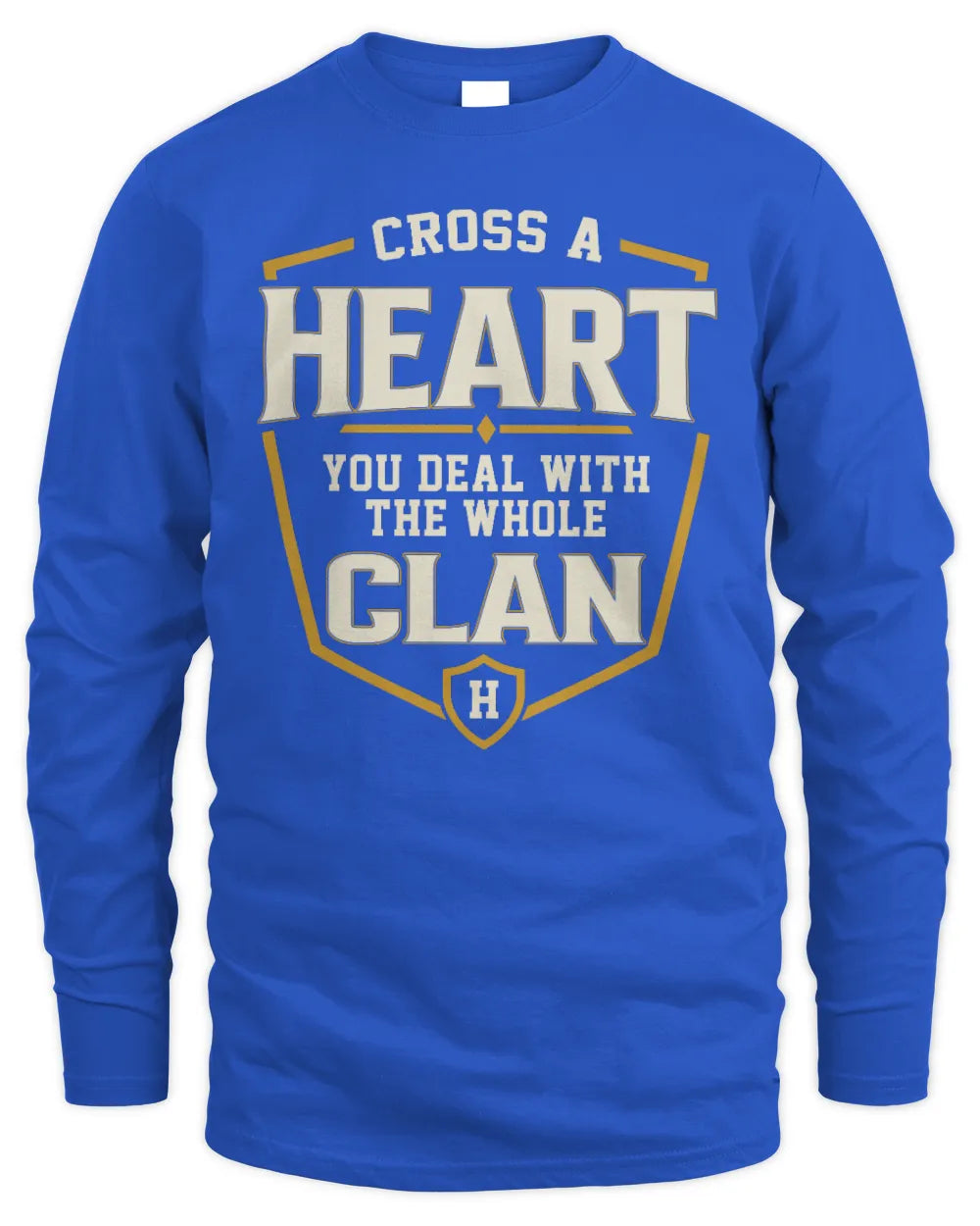 HEART NT1-K008 Cross A/An NAME, You Deal With the Whole Clan | Personalized Vintage T-Shirt - Men's Long Sleeved T-Shirt - Royal
