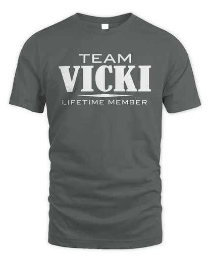 VICKI BL62-K4-128 - Personalized “Team NAME Lifetime Member” - Unisex Standard T-Shirt - Charcoal