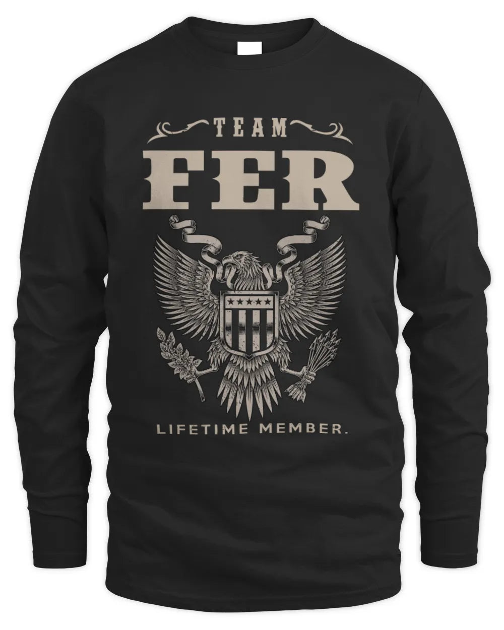 FER TP06-K82 – Personalized Classic Style Apparel “Team NAME Lifetime Member” - Men's Long Sleeved T-Shirt - Black