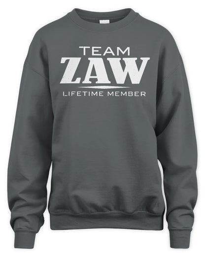 ZAW BL62-K4-128 - Personalized “Team NAME Lifetime Member” - Unisex Sweatshirt - Charcoal
