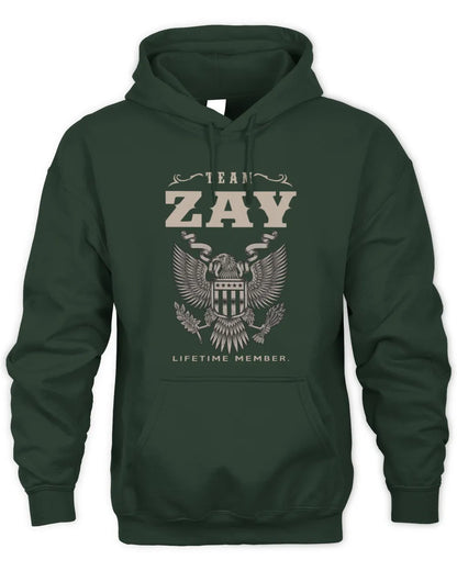 ZAY TP06-K82 – Personalized Classic Style Apparel “Team NAME Lifetime Member” - Unisex Hoodie - Forest Green