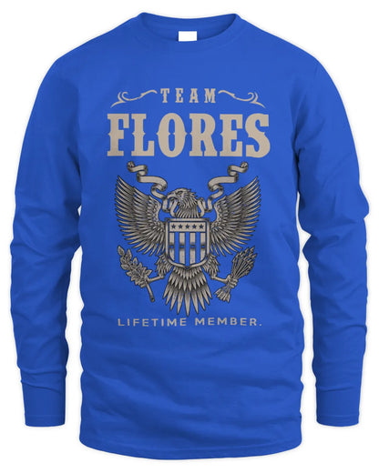 FLORES TP06-K82 – Personalized Classic Style Apparel “Team NAME Lifetime Member” - Men's Long Sleeved T-Shirt - Royal