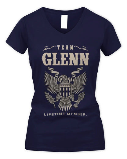 GLENN TP06-K82 – Personalized Classic Style Apparel “Team NAME Lifetime Member” - Women's V-Neck T-Shirt - Navy