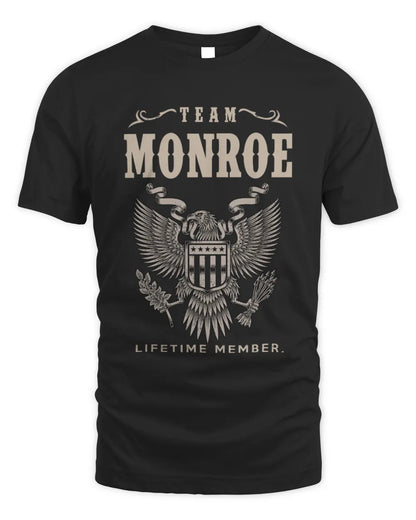 MONROE TP06-K82 – Personalized Classic Style Apparel “Team NAME Lifetime Member” - Unisex Standard T-Shirt - Black