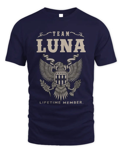 LUNA TP06-K82 – Personalized Classic Style Apparel “Team NAME Lifetime Member” - Unisex Standard T-Shirt - Navy