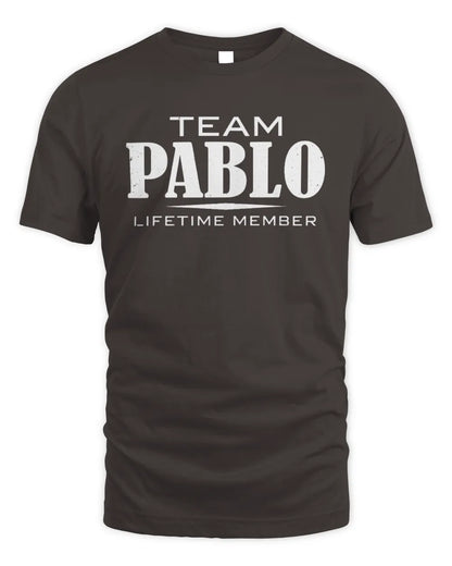PABLO BL62-K4-128 - Personalized “Team NAME Lifetime Member” - Unisex Standard T-Shirt - Dark Chocolate