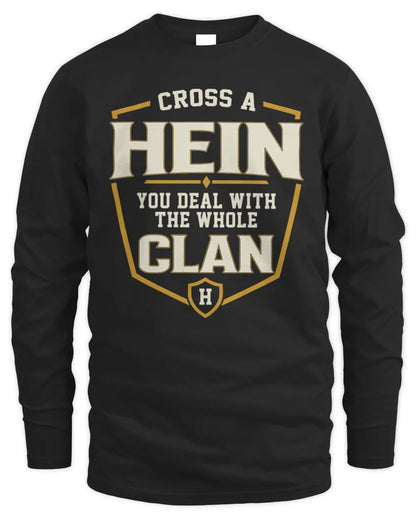 HEIN NT1-K008 Cross A/An NAME, You Deal With the Whole Clan | Personalized Vintage T-Shirt - Men's Long Sleeved T-Shirt - Black