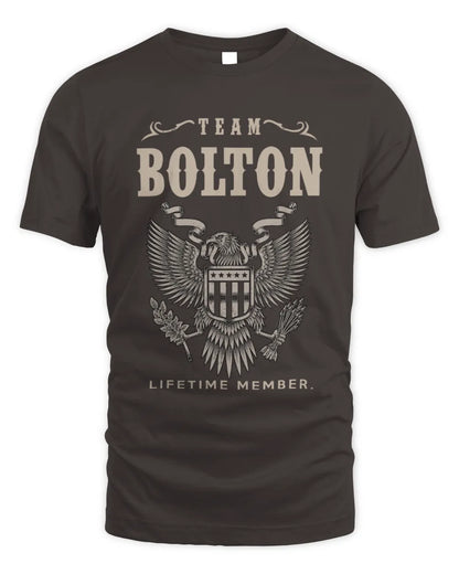 BOLTON TP06-K82 – Personalized Classic Style Apparel “Team NAME Lifetime Member” - Unisex Standard T-Shirt - Dark Chocolate