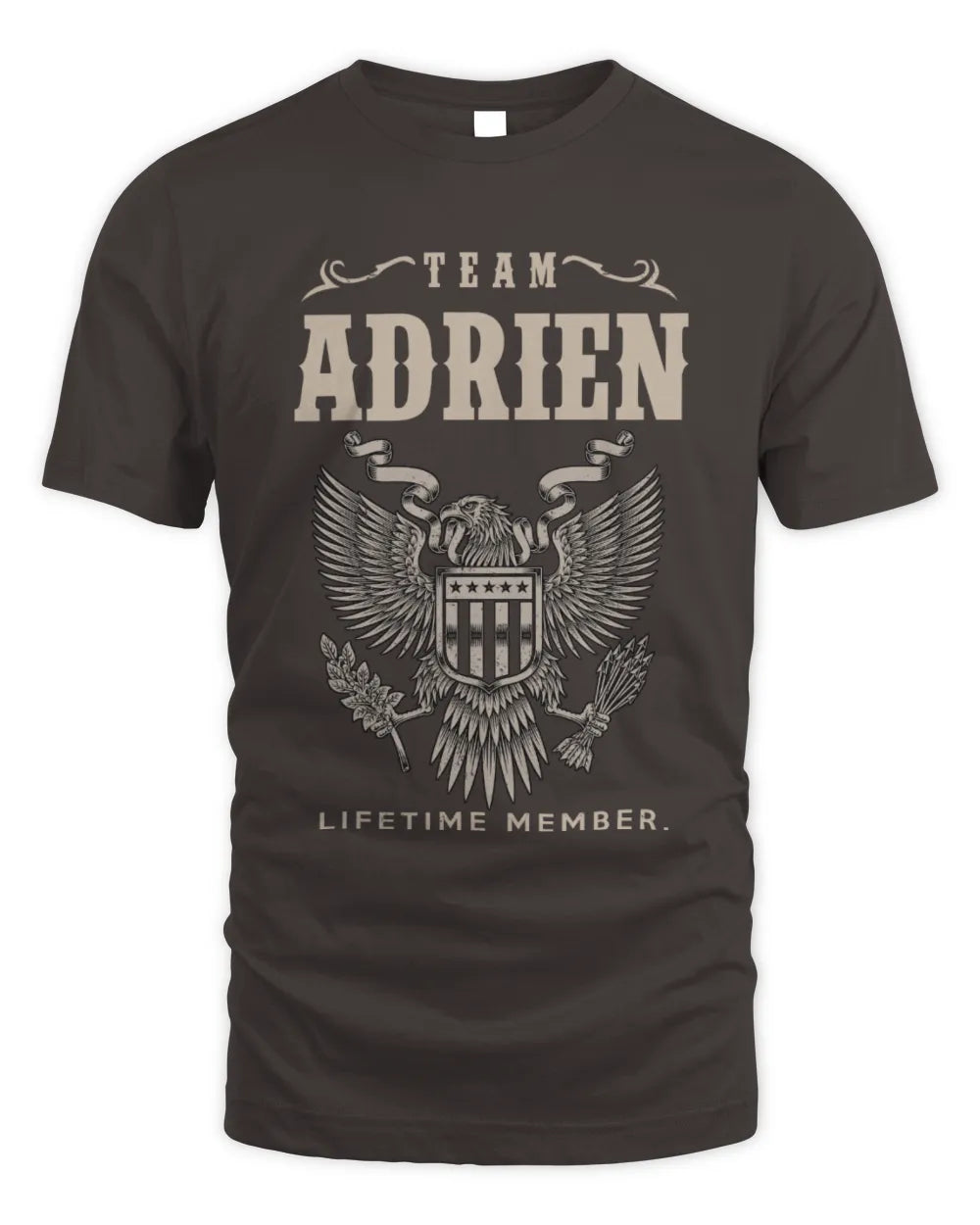 ADRIEN TP06-K82 – Personalized Classic Style Apparel “Team NAME Lifetime Member” - Unisex Standard T-Shirt - Dark Chocolate