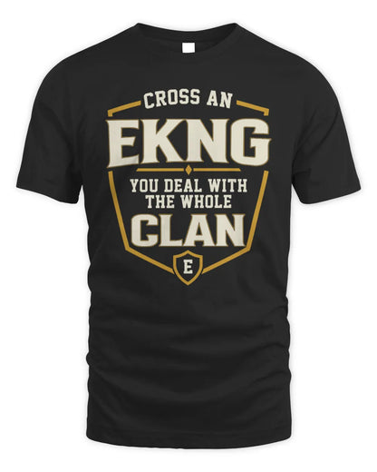 EKNG NT1-K008 Cross A/An NAME, You Deal With the Whole Clan | Personalized Vintage T-Shirt - Unisex Standard T-Shirt - Black