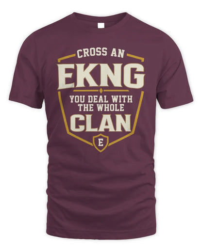 EKNG NT1-K008 Cross A/An NAME, You Deal With the Whole Clan | Personalized Vintage T-Shirt - Unisex Standard T-Shirt - Maroon